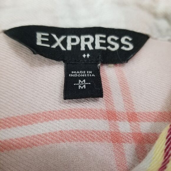 Express Pastel Plaid Peplum Button Front Top‎ Size M - Picture 7 of 8
